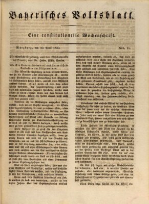 Bayerisches Volksblatt Samstag 10. April 1830