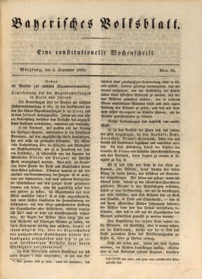 Bayerisches Volksblatt Samstag 4. September 1830