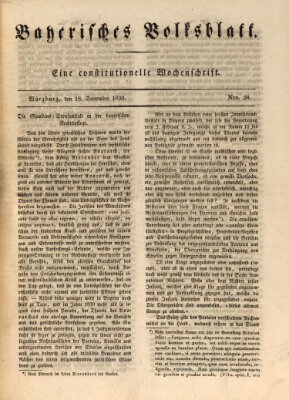 Bayerisches Volksblatt Samstag 18. September 1830