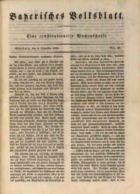 Bayerisches Volksblatt Samstag 4. Dezember 1830