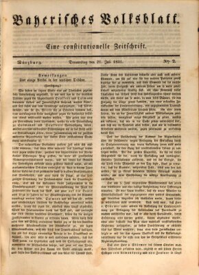 Bayerisches Volksblatt Donnerstag 21. Juli 1831