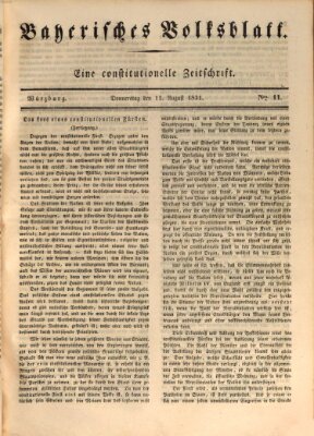 Bayerisches Volksblatt Donnerstag 11. August 1831