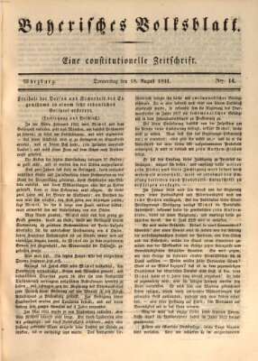 Bayerisches Volksblatt Donnerstag 18. August 1831