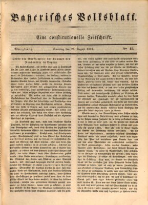 Bayerisches Volksblatt Samstag 27. August 1831