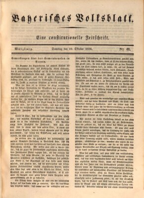 Bayerisches Volksblatt Samstag 22. Oktober 1831