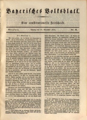 Bayerisches Volksblatt Dienstag 15. November 1831