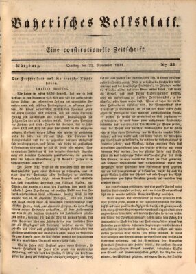 Bayerisches Volksblatt Dienstag 22. November 1831