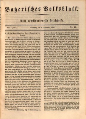 Bayerisches Volksblatt Samstag 3. Dezember 1831