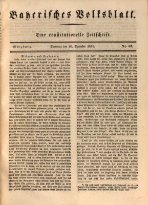 Bayerisches Volksblatt Samstag 10. Dezember 1831