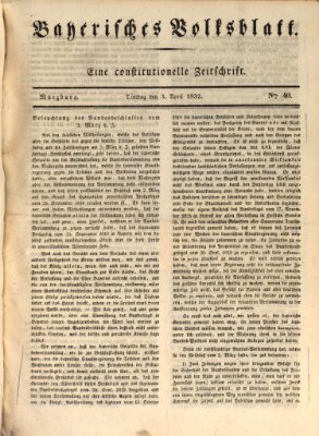 Bayerisches Volksblatt Dienstag 3. April 1832