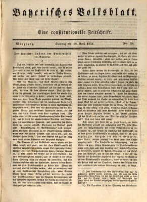 Bayerisches Volksblatt Samstag 28. April 1832