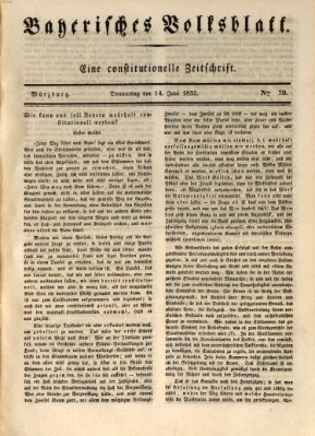 Bayerisches Volksblatt Donnerstag 14. Juni 1832