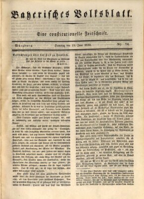 Bayerisches Volksblatt Samstag 23. Juni 1832