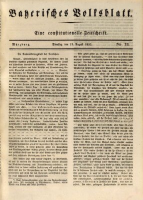 Bayerisches Volksblatt Dienstag 21. August 1832