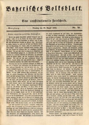 Bayerisches Volksblatt Dienstag 28. August 1832