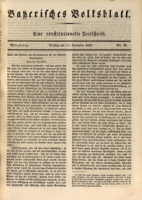 Bayerisches Volksblatt Dienstag 11. September 1832