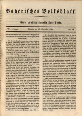 Bayerisches Volksblatt Samstag 29. September 1832