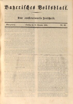 Bayerisches Volksblatt Samstag 10. November 1832