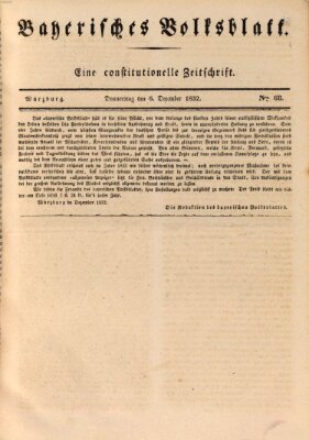 Bayerisches Volksblatt Donnerstag 6. Dezember 1832