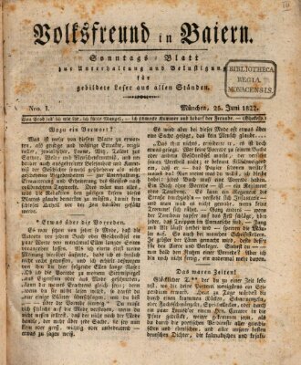 Volksfreund in Baiern (Laterna magica) Dienstag 25. Juni 1822