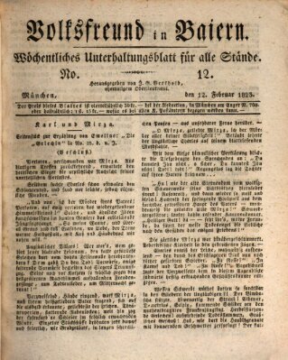 Volksfreund in Baiern (Laterna magica) Mittwoch 12. Februar 1823