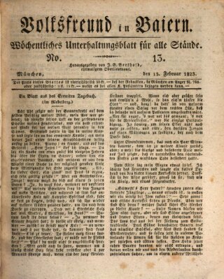 Volksfreund in Baiern (Laterna magica) Samstag 15. Februar 1823