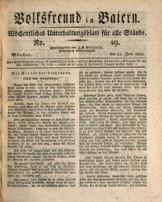 Volksfreund in Baiern (Laterna magica) Samstag 21. Juni 1823