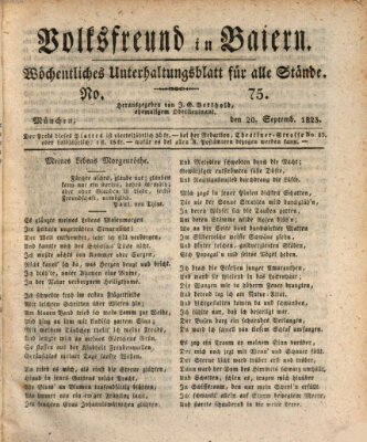 Volksfreund in Baiern (Laterna magica) Samstag 20. September 1823