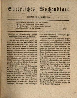 Baierisches Wochenblatt (Kurpfalzbaierisches Wochenblatt) Samstag 11. Januar 1800