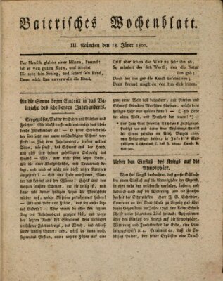 Baierisches Wochenblatt (Kurpfalzbaierisches Wochenblatt) Samstag 18. Januar 1800