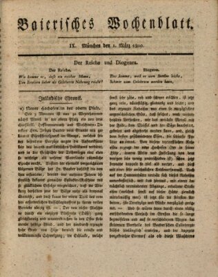 Baierisches Wochenblatt (Kurpfalzbaierisches Wochenblatt) Samstag 1. März 1800