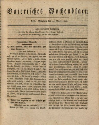 Baierisches Wochenblatt (Kurpfalzbaierisches Wochenblatt) Samstag 29. März 1800