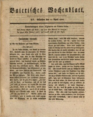 Baierisches Wochenblatt (Kurpfalzbaierisches Wochenblatt) Samstag 12. April 1800