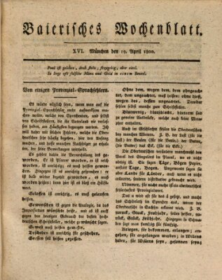 Baierisches Wochenblatt (Kurpfalzbaierisches Wochenblatt) Samstag 19. April 1800