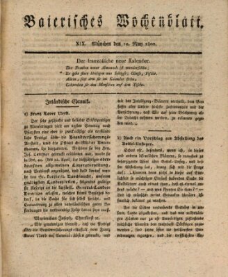 Baierisches Wochenblatt (Kurpfalzbaierisches Wochenblatt) Samstag 10. Mai 1800