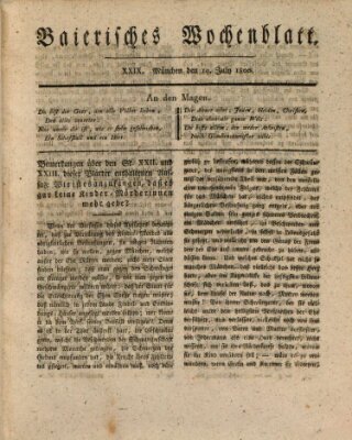 Baierisches Wochenblatt (Kurpfalzbaierisches Wochenblatt) Samstag 19. Juli 1800