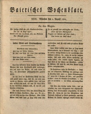 Baierisches Wochenblatt (Kurpfalzbaierisches Wochenblatt) Samstag 2. August 1800