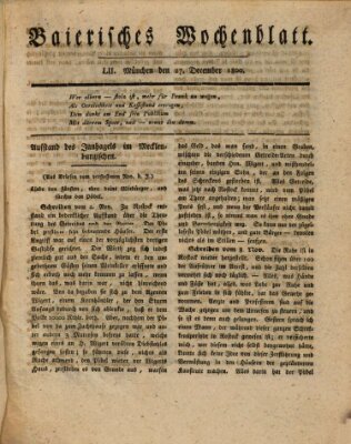 Baierisches Wochenblatt (Kurpfalzbaierisches Wochenblatt) Samstag 27. Dezember 1800