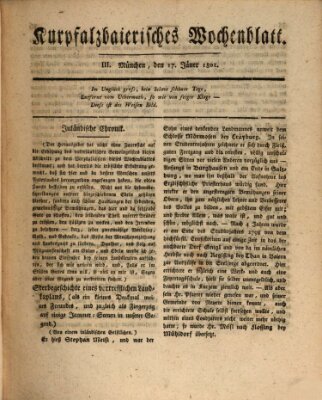 Kurpfalzbaierisches Wochenblatt Samstag 17. Januar 1801