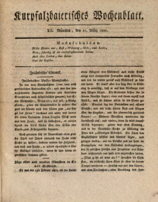 Kurpfalzbaierisches Wochenblatt Samstag 21. März 1801