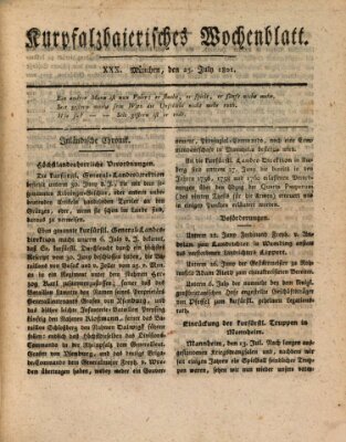 Kurpfalzbaierisches Wochenblatt Samstag 25. Juli 1801