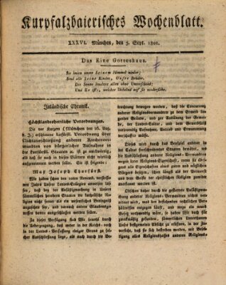 Kurpfalzbaierisches Wochenblatt Samstag 5. September 1801