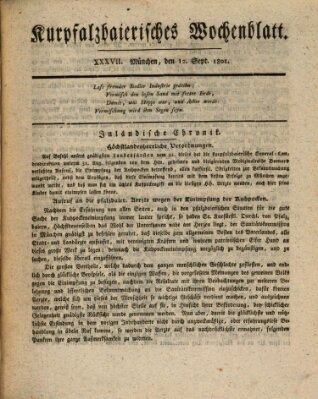 Kurpfalzbaierisches Wochenblatt Samstag 12. September 1801