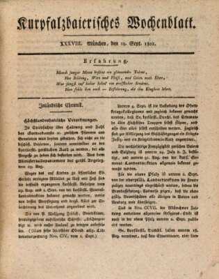 Kurpfalzbaierisches Wochenblatt Samstag 19. September 1801