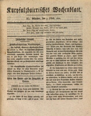 Kurpfalzbaierisches Wochenblatt Samstag 3. Oktober 1801