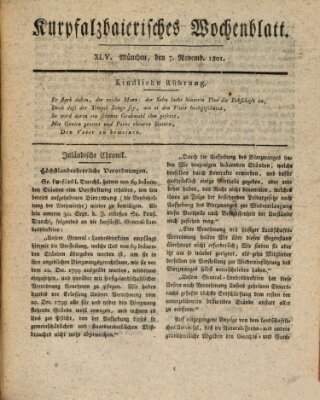 Kurpfalzbaierisches Wochenblatt Samstag 7. November 1801