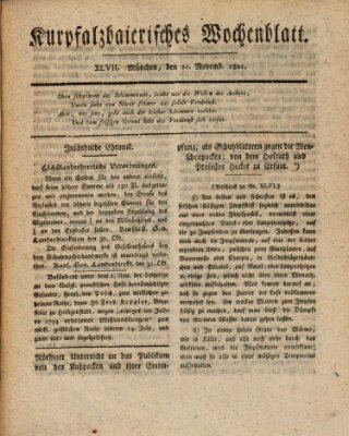 Kurpfalzbaierisches Wochenblatt Samstag 21. November 1801