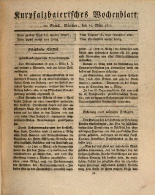 Kurpfalzbaierisches Wochenblatt Freitag 19. März 1802