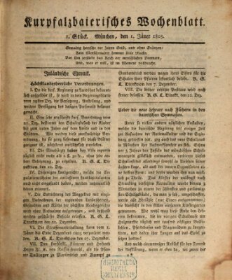 Kurpfalzbaierisches Wochenblatt Samstag 1. Januar 1803