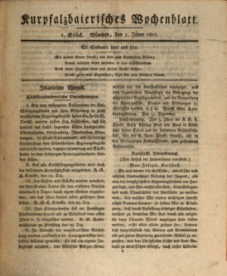 Kurpfalzbaierisches Wochenblatt Freitag 7. Januar 1803